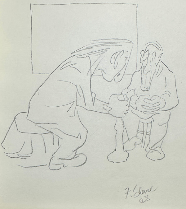 "Two Long Faced Men in Conversation" named by CLL by Fred Shane, Image 1.