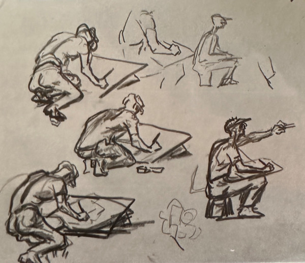 "Figure Study: Six Sketches of an Artist Sketching" named by CLL by Fred Shane, Image 1.