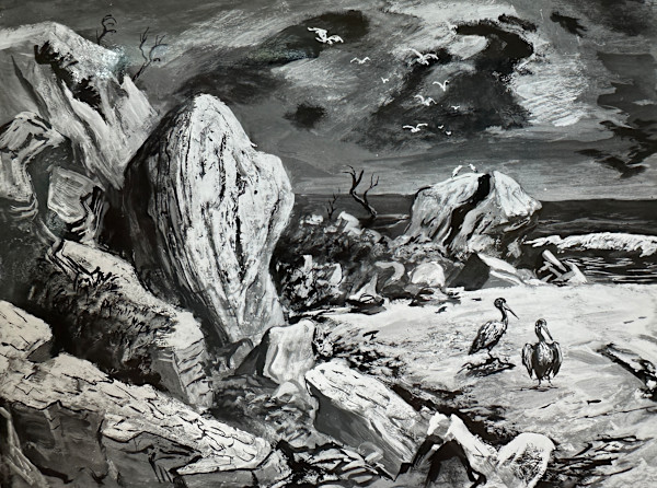 "Rocks, Pelicans and the Ocean" named by CLL by Fred Shane, Image 1.
