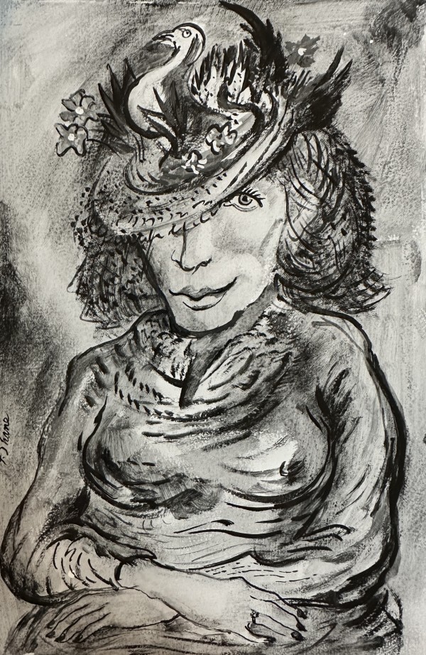 "Demi-Monde" aka "Portrait: Woman with a Bird on a Tilted Hat" named by CLL by Fred Shane, Image 1.