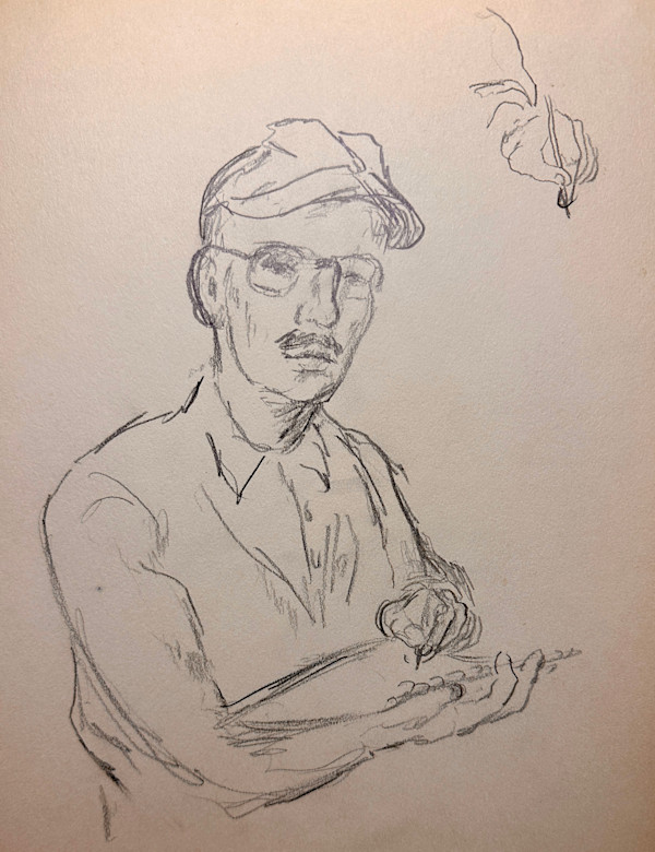 "Portrait: Larry Adams Sketching" named by CLL by Fred Shane, Image 1.