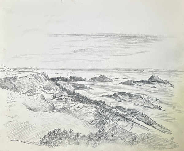 "Looking South from Pebble Beach, Sketch 1" by Fred Shane, Image 1.