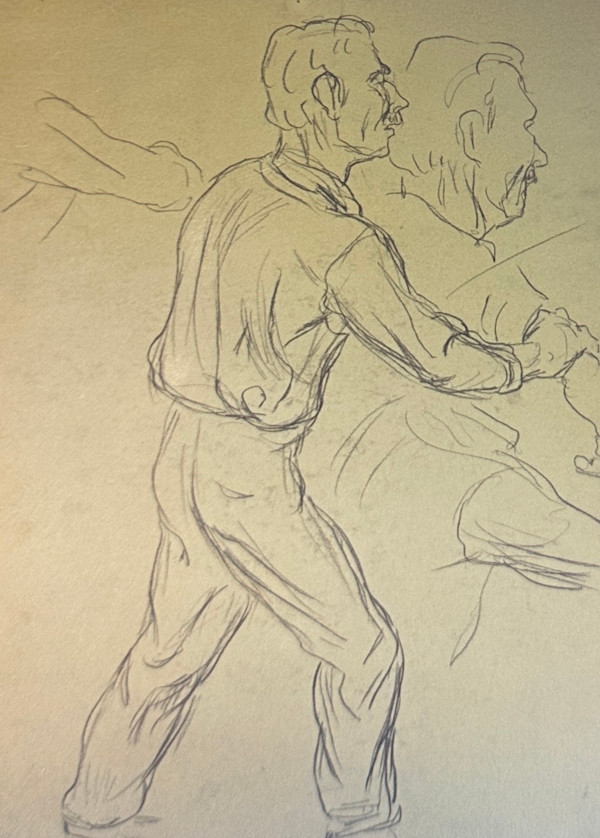 "Man Holding the Arm of Another, View from the Side, Figure Study" named by CLL by Fred Shane, Image 1.