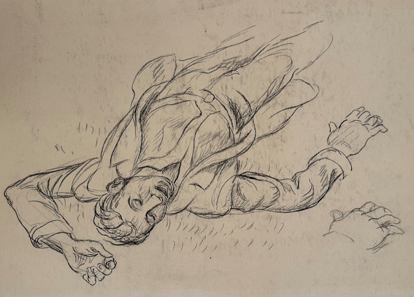 "Quantrill's Raid: Man Lying on Ground, Hand" by Fred Shane, Image 1.