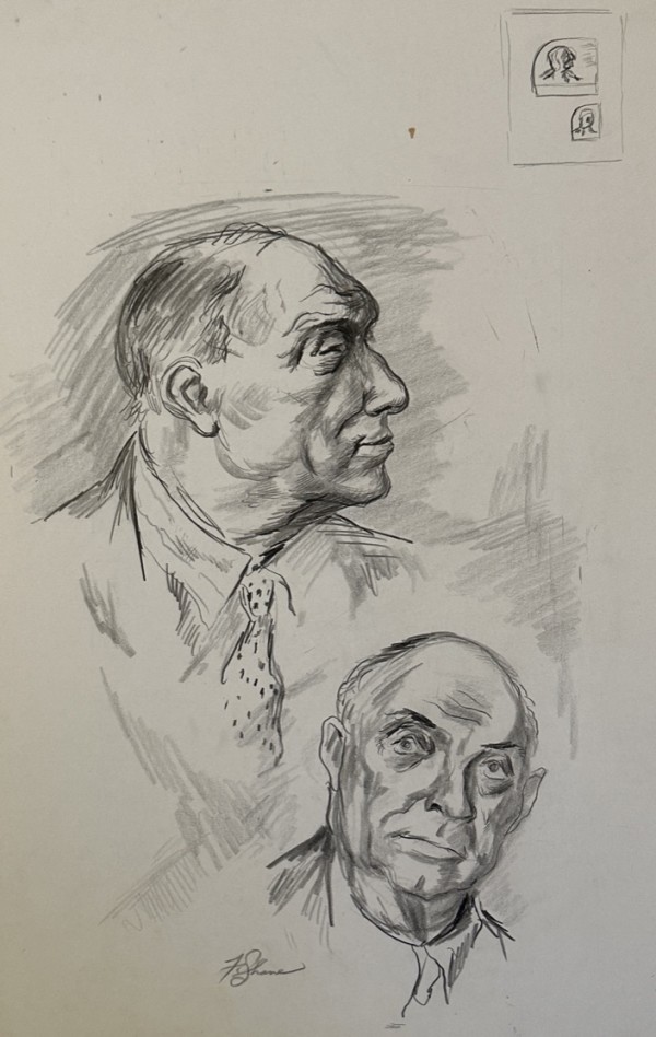 "Portrait: Study of Head of Man from Front and Side" named by CLL by Fred Shane, Image 1.