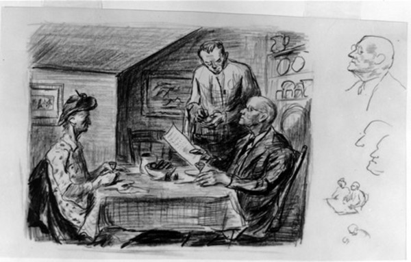 "Mrs. Kate Robinson and Mr. Dawes in a Cafe" by Fred Shane