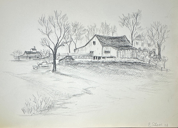 "Bucolic Landscape with Two Farmhouses" named by CLL by Fred Shane, Image 1.