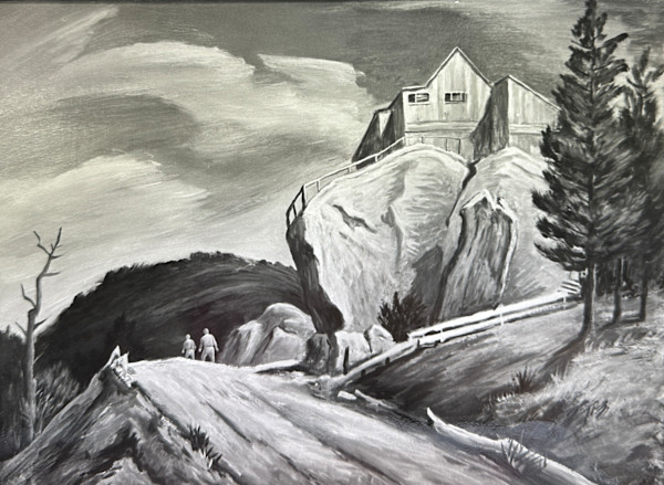 "House on a Rocky Cliff and Two Men Walking" named by CLL by Fred Shane, Image 1.