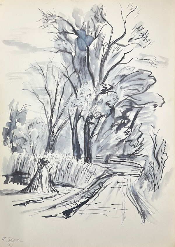 "Landscape with Receding Trail and Large Trees" named by CLL by Fred Shane, Image 1.