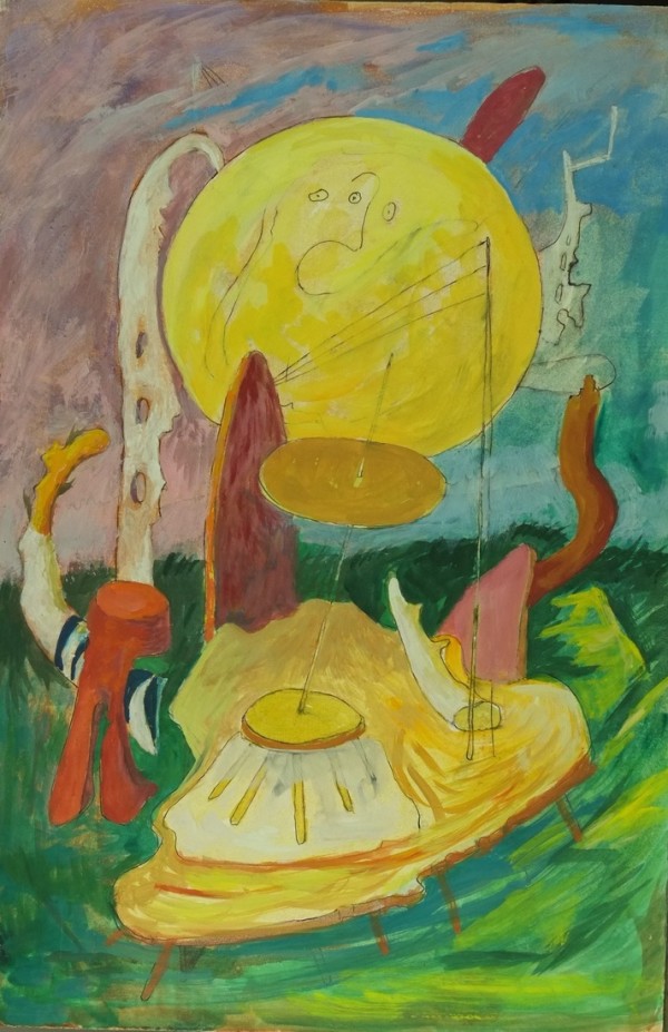 "Abstract with Yellow Orb" named by CLL by Fred Shane, Image 1.