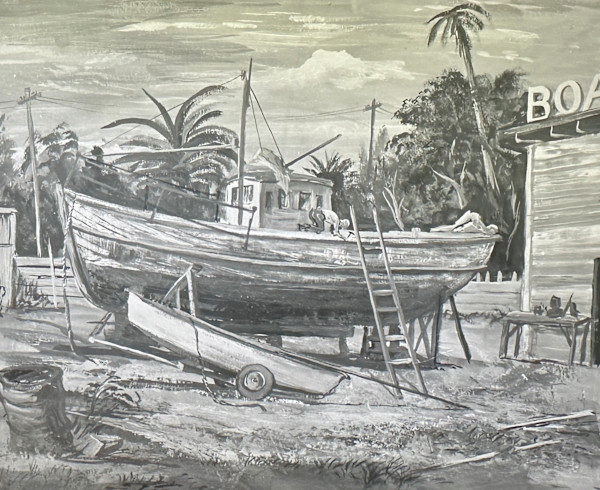 "Boat Repairs with a Ladder" by Fred Shane, Image 1.