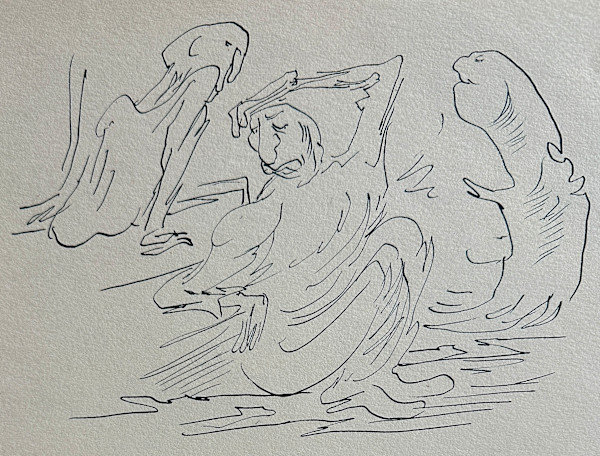 "Figure Doodles: Two Men Sitting with a Creature" named by CLL by Fred Shane, Image 1.