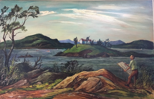 "Along the Maine Coast" aka "Artist Sketching in Maine" named by CLL by Fred Shane, Image 1.