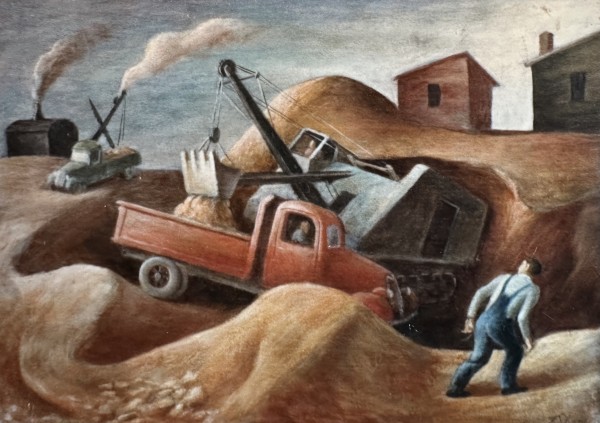 "Quarry Scene with Trucks" named by CLL by Fred Shane, Image 1.
