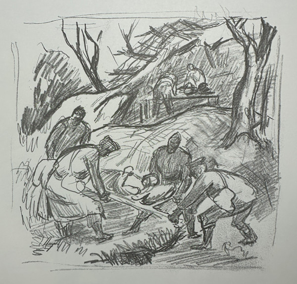 "War: Litter Bearers" by Fred Shane, Image 1.