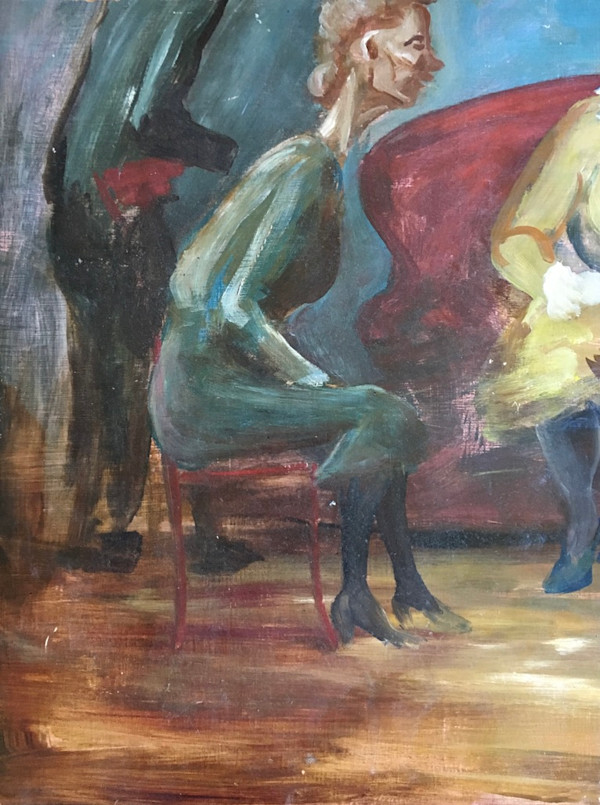 "Woman in Conversation at the Couch, cropped image" named by CLL by Fred Shane, Image 1.