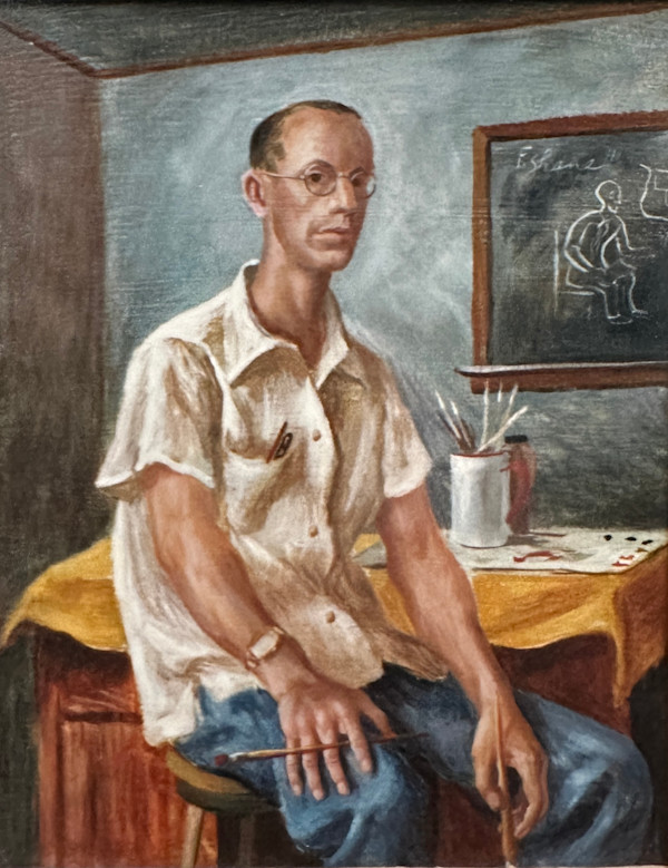 "Self Portrait: Seated with Painting Behind" named by CLL by Fred Shane, Image 2.