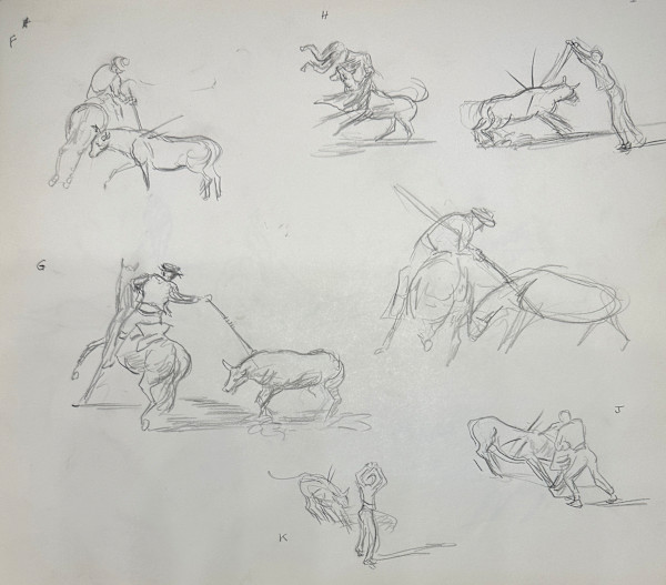 "Vignettes: Sketches of a Bull Fight, Page 2" named by CLL by Fred Shane, Image 1.