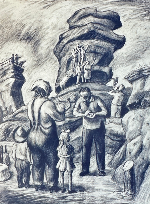 "Sunday at Balancing Rock" the Drawing, named by CLL by Fred Shane, Image 1.