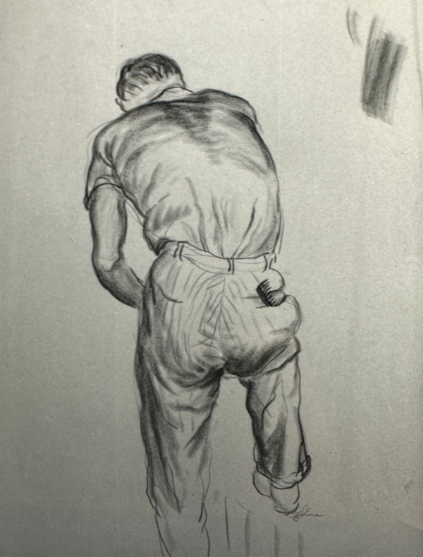 "Figure Drawing: Male Bending, View from Behind" named by CLL by Fred Shane, Image 1.