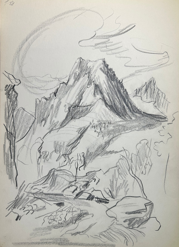"Mountain Crags, Vertical Rough Sketch" named by CLL by Fred Shane, Image 1.
