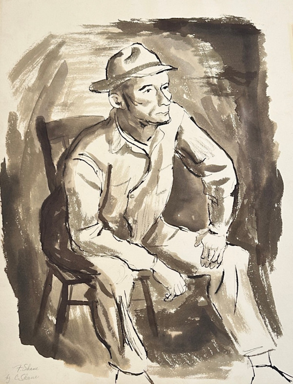 "Figure Study: Seated Man Gazing Right" named by CLL by Fred Shane, Image 1.