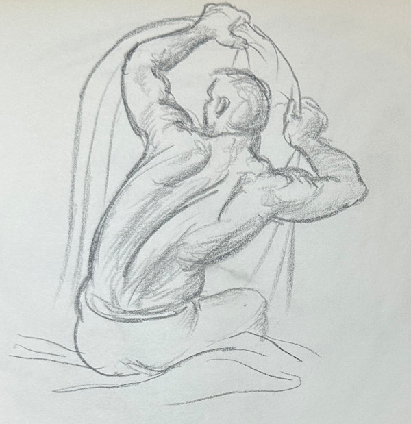 "Seated Man Lifting a Sheet" named by CLL by Fred Shane, Image 1.