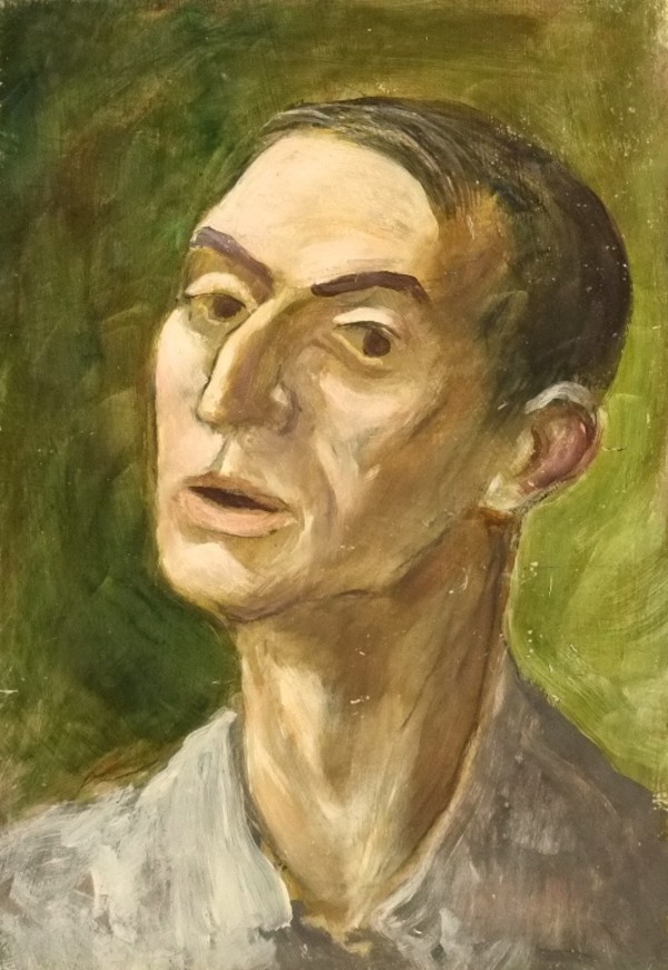 "Portrait: Head of Man, Green Background" by Fred Shane, Image 1.