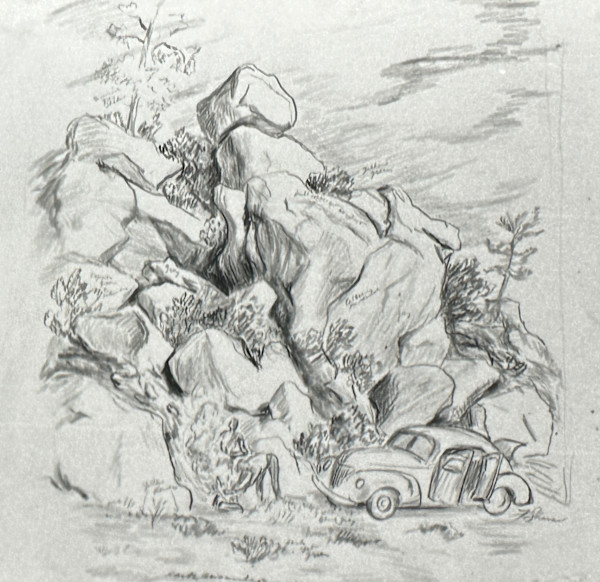 "Roadside Stop by a Rocky Mountain" by Fred Shane, Image 1.