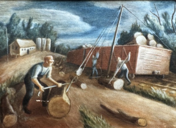 "Loading the Railcar" painting, named by CLL by Fred Shane, Image 1.