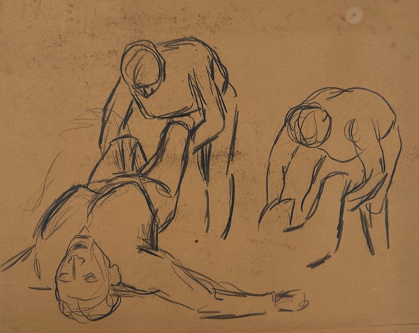 "Quantrill's Raid: Lifting a Fallen Man" by Fred Shane, Image 1.