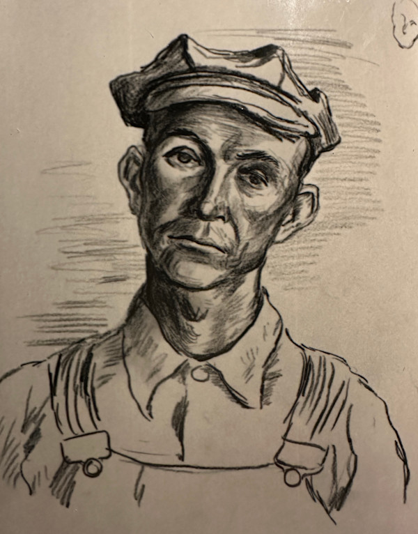 "Portrait of a Man in Overalls" by Fred Shane, Image 1.