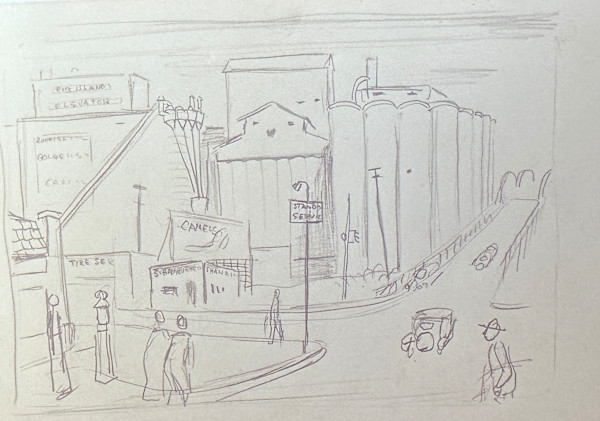 "Katy Elevator, Preliminary Sketch" named by CLL by Fred Shane, Image 1.
