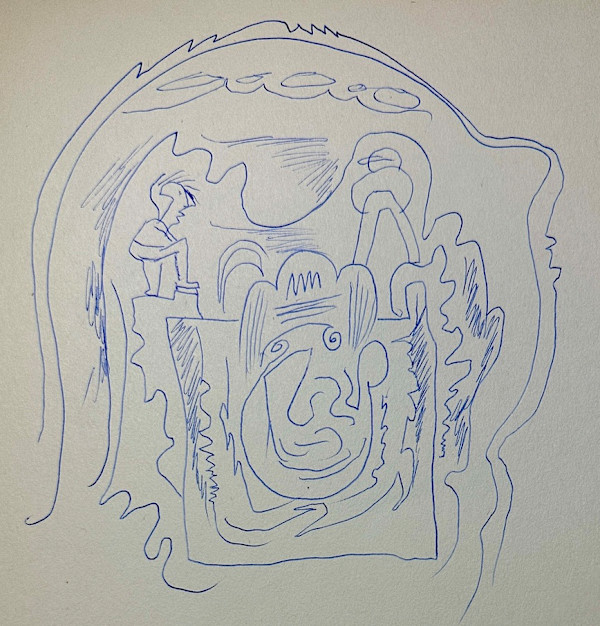 "Portrait and a Climbing Man Doodle" named by CLL by Fred Shane, Image 1.