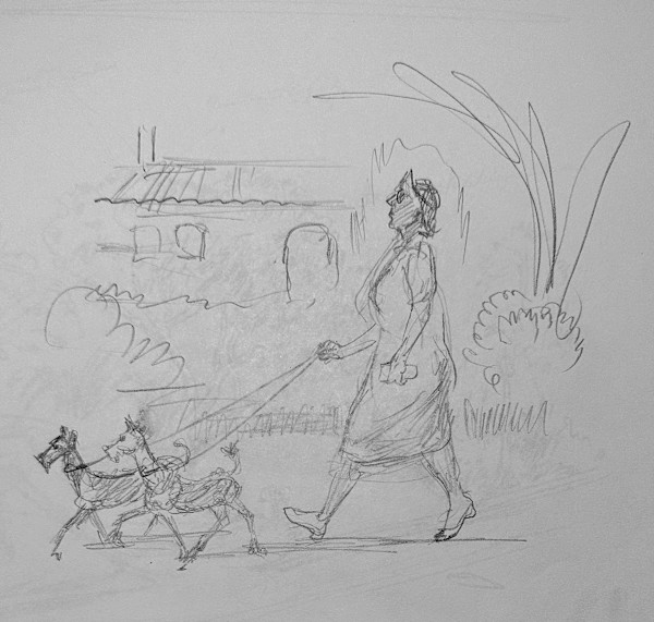 "Woman Walking the Dogs" named by CLL by Fred Shane, Image 1.