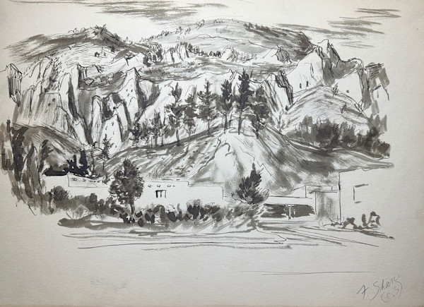 "Mountain Landscape with Pen and Ink" named by CLL by Fred Shane, Image 1.