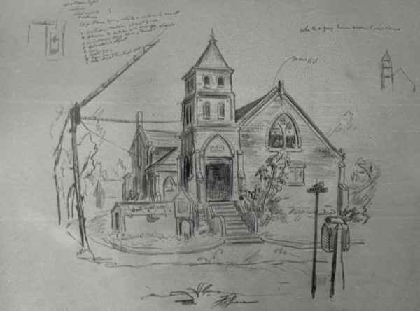 "House on the Corner" Sketch for a Painting, named by CLL by Fred Shane, Image 1.