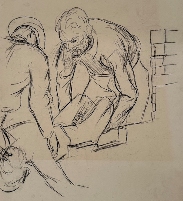 "Quantrill's Raid: Two Men Lifting Body of Man" by Fred Shane, Image 1.