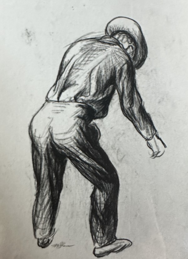 "Old Man Bending, Sketch" named by CLL by Fred Shane, Image 1.
