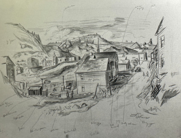 "Victor, CO, Pencil Sketch" named by CLL by Fred Shane, Image 1.