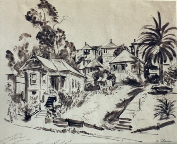 "Old Houses, Los Angeles" aka "Hollywood Hills" by Fred Shane, Image 1.