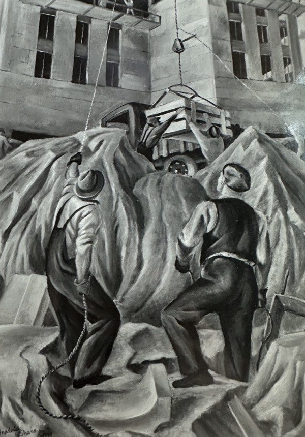 "Study for Mural: Construction-Stone Setting" by Fred Shane, Image 1.