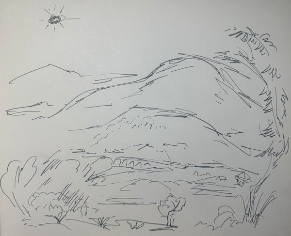 "FS_Vence, View from Villa le Malvan, Southern France, preliminary sketch" by Fred Shane, Image 1.