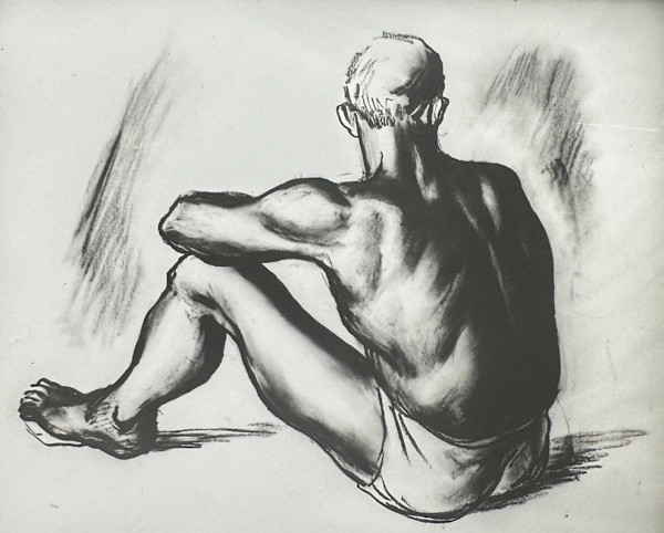"Figure Study: Male Seated on the Floor, View from Behind" named by CLL by Fred Shane, Image 1.
