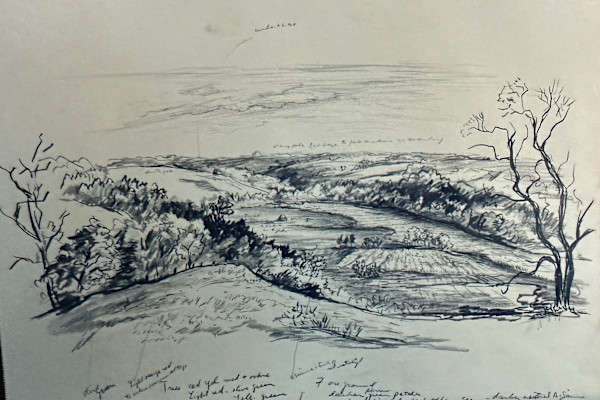 "Landscape with Hill, Valley and Trees: sketch for painting" named by CLL by Fred Shane, Image 1.