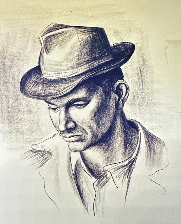 "Portait: Young Man with a Mustache and Hat" named by CLL by Fred Shane, Image 1.