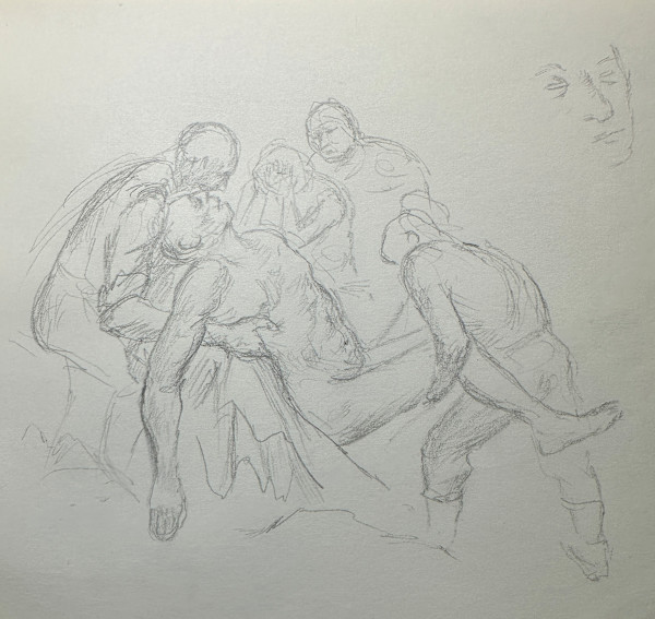 "Four People Lifting the Dead Man" named by CLL by Fred Shane, Image 1.