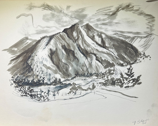 "Mountain in Pen and Ink" named by CLL by Fred Shane, Image 1.