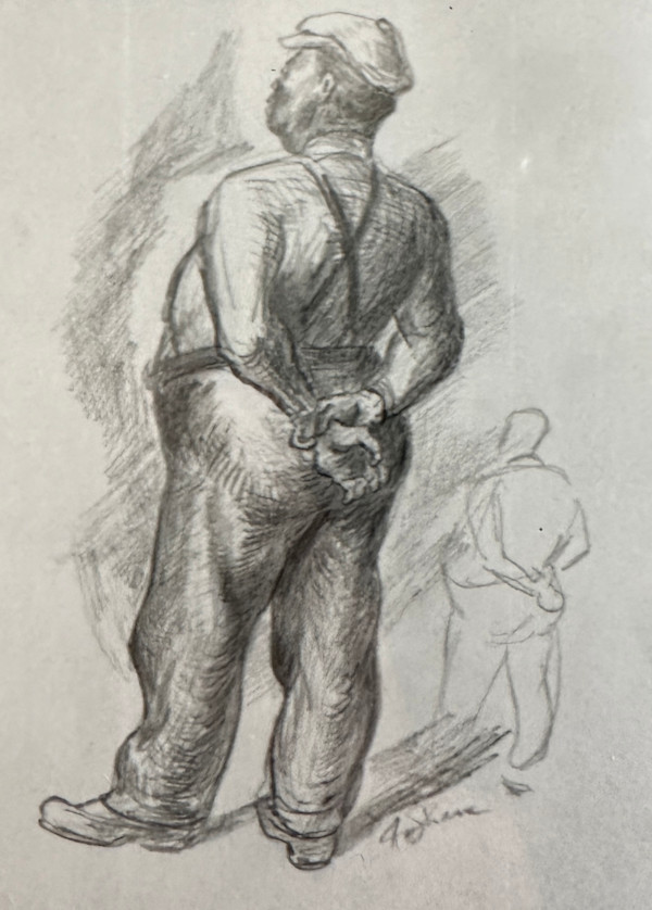 "Man with Suspenders Standing and Facing Away" named by CLL by Fred Shane, Image 1.