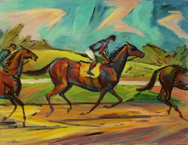 "Horse Race: Three Horses" named by CLL by Fred Shane, Image 1.